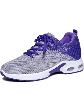 〽️Women's Athletic Running Sneakers Grey Purple Closed Toe Breathable Mesh